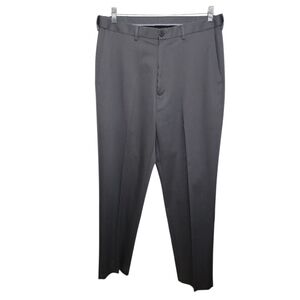 Haggar man's classic fit no iron flat front gray khaki pants size 36×34